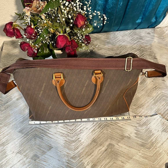 Valentino Garavani Taupe Duffel Bag with Camel Accents - Picture 15 of 15